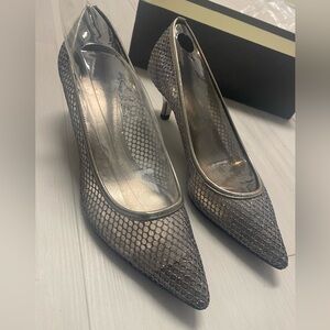 Adrianna Papell Silver Mesh Heels